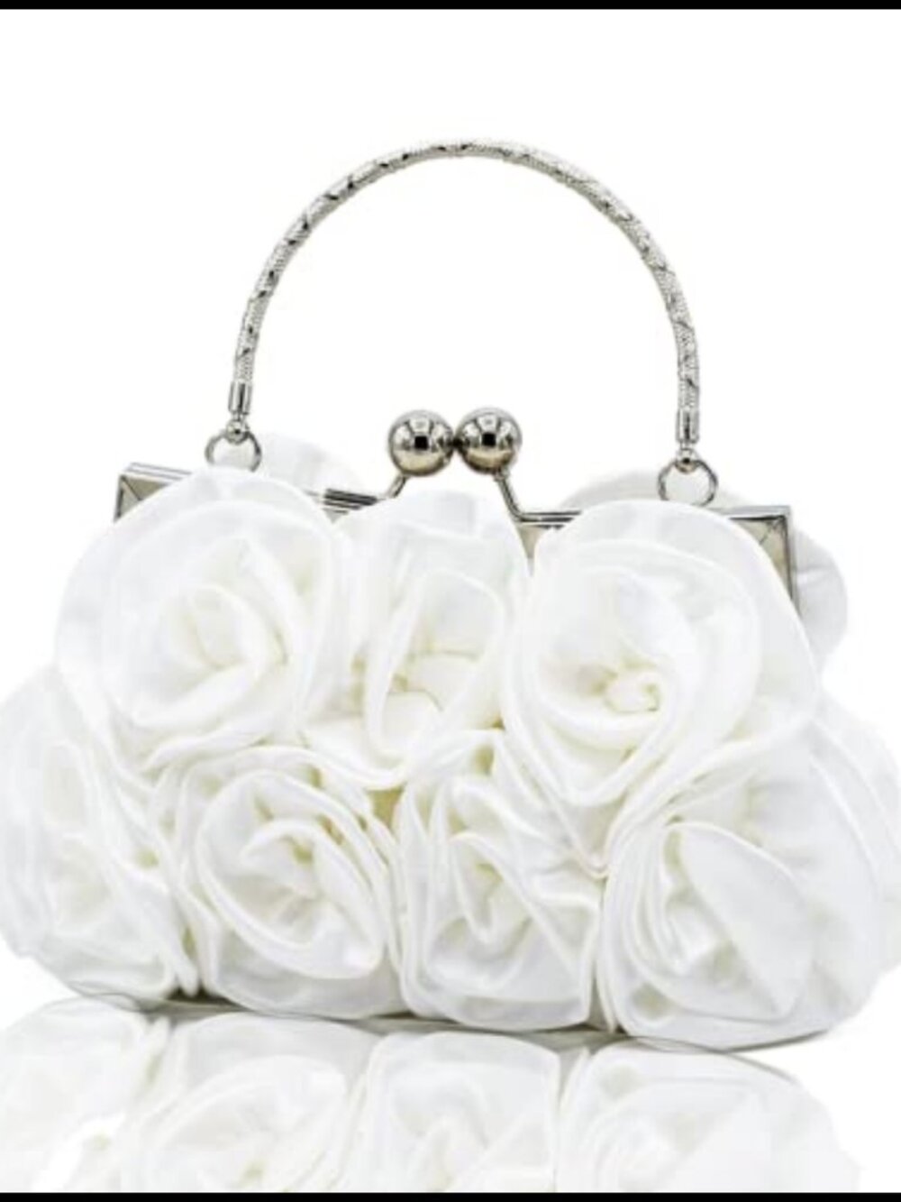 Satin Floral Evening Clutch with Detachable Strap Small Purse